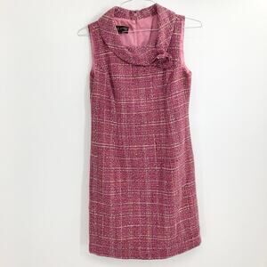 Donna Ricco Pink Plaid Tweed Dress Mad Men Midcentury Modern Elle Woods Size 8P